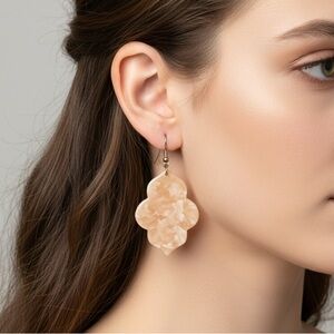 Champagne Pink Quatrefoil Drop Earrings | Moroccan Acrylic Dangle